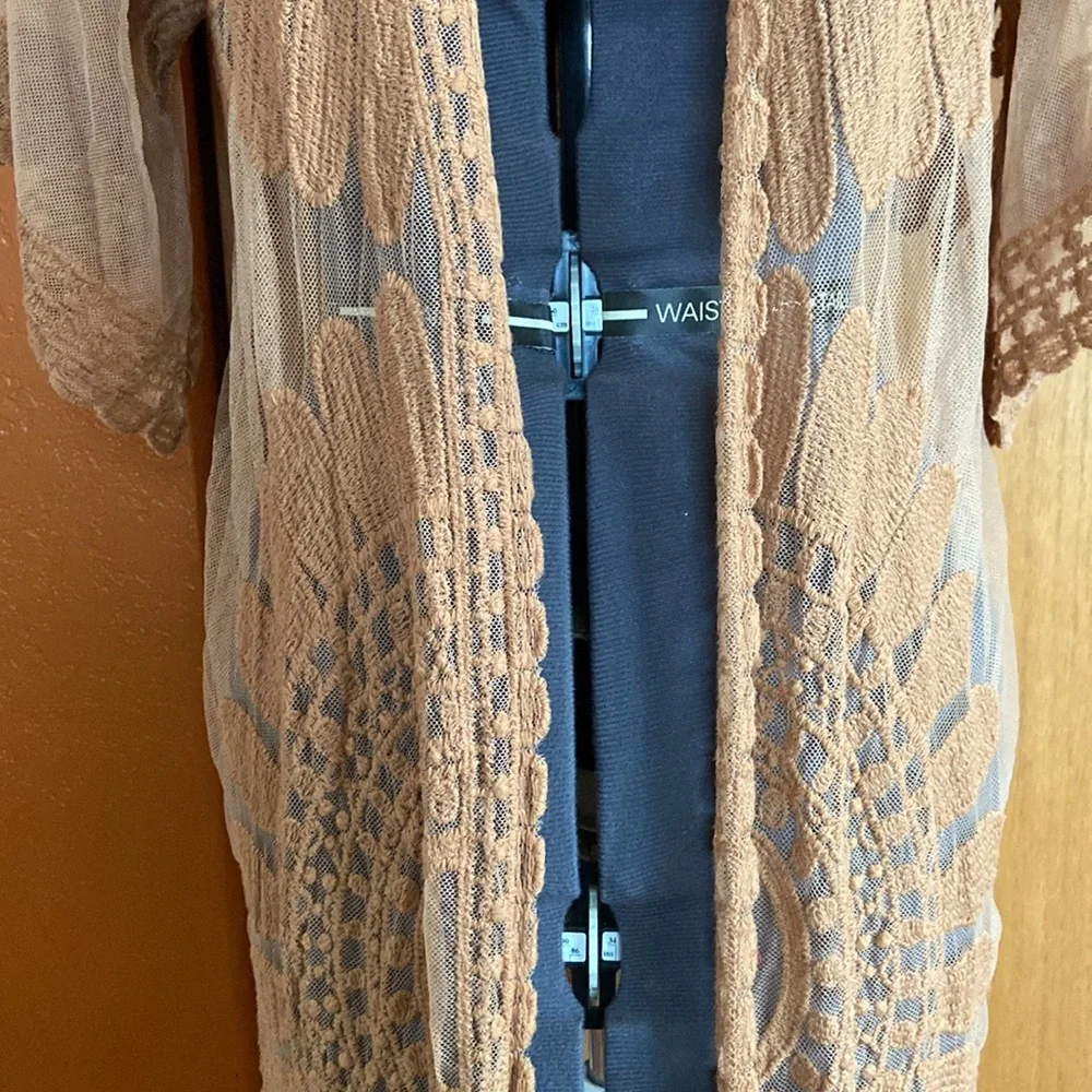 Rebellion Again Embroidered Mesh Duster Kimono - Picture 4 of 13